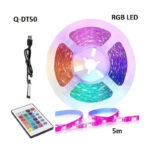 Andowl Αδιάβροχη Ταινία LED Τροφοδοσίας USB (5V) RGB Μήκους 5m και 6 LED ανά Μέτρο με Τηλεχειριστήριο Τύπου SMD5050 Q-DT50 – LED strip lights 075764