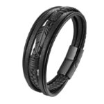 ΑΝΔΡΙΚΟ ΔΕΡΜΑΤΙΝΟ ΒΡΑΧΙΟΛΙ -MEN'S STEEL LEATHER BRACELET N14