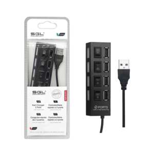 Αντάπτορας USB Hub με 4 θύρες και διακόπτες – 404P – 45cm – 095943