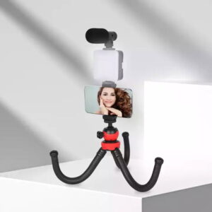 Τρίποδο Εύκαμπτο με Μικρόφωνο – Video making LED ring selfie light kits 68087