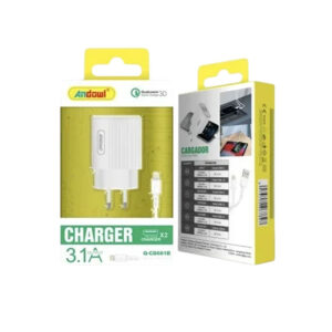 Andowl Φορτιστής με καλώδιο Lightning 3.1A Q-CD661B – Charger 075787