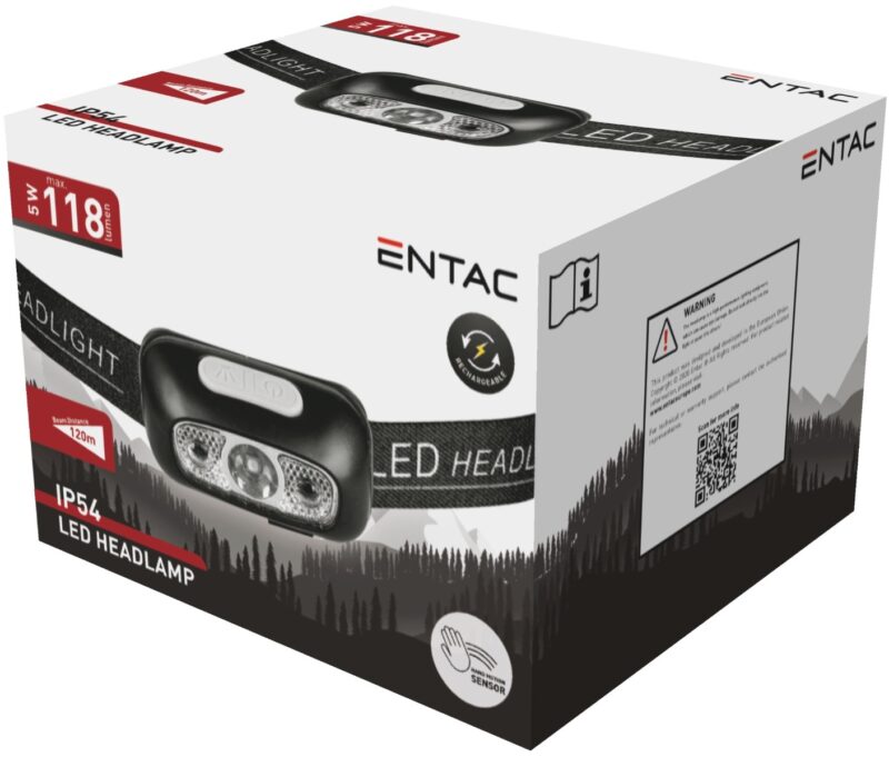 Entac Φακός Κεφαλής 5W 700mAh Μαύρο